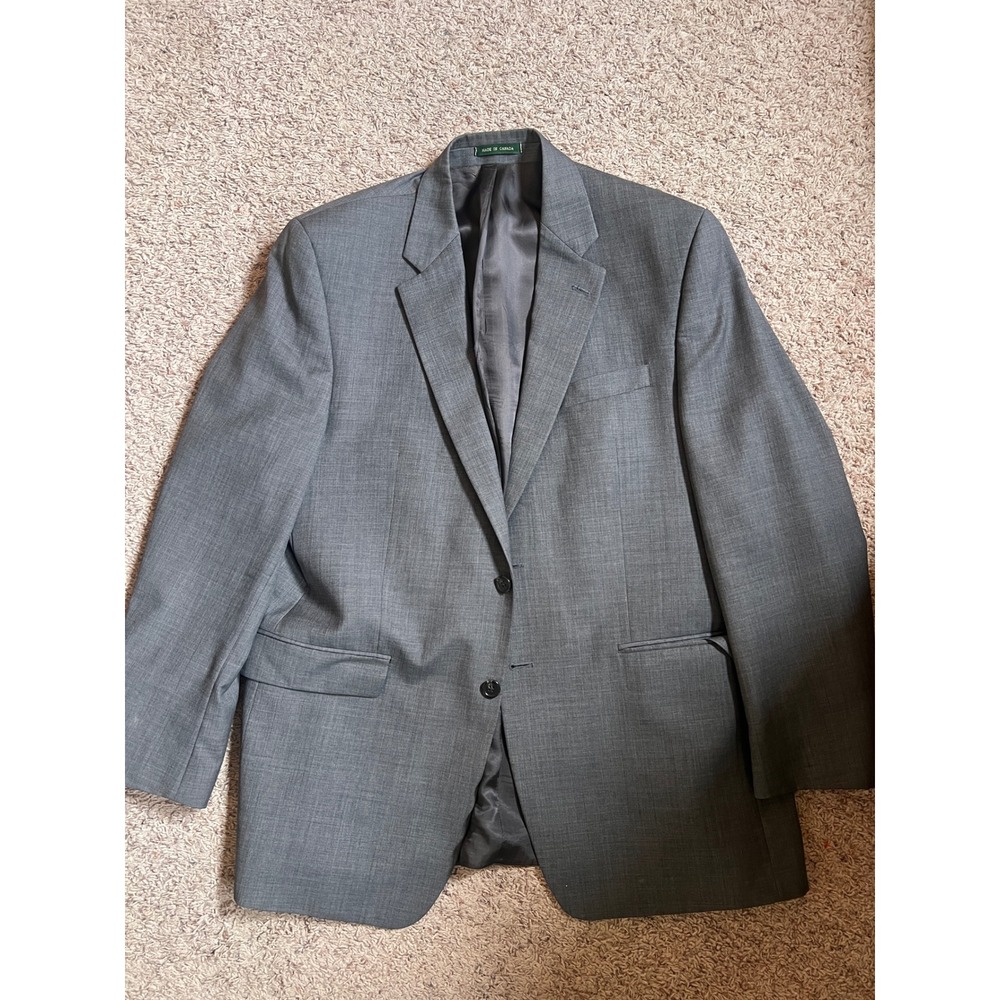 Vintage Lauren Ralph Lauren Mens Grey Wool Blazer Sport Coat Made in Canada